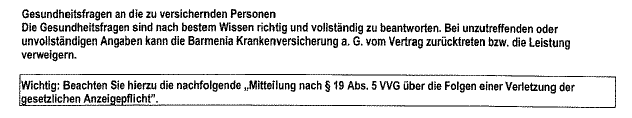 Hinweis Gesundheistfragen PKV 30 Min