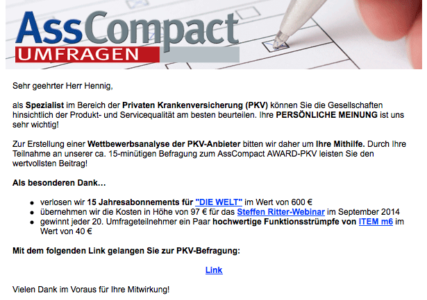 Einladung PKV Umfrage