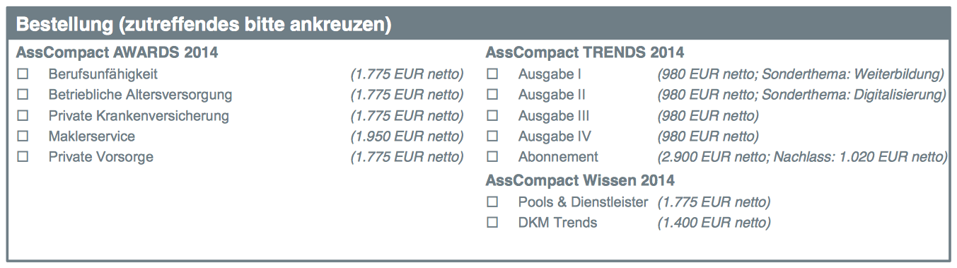 Preise Asscompact Studie