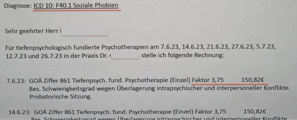 Psychotherapie und PKV Kosten einer Behandlung bei einem Arzt nach GOÄ