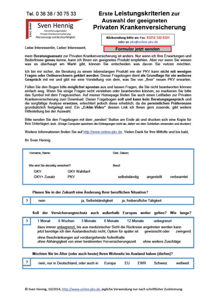 Fragebogen KV