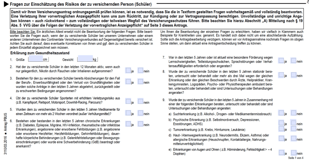 Conti Antrag Schüler