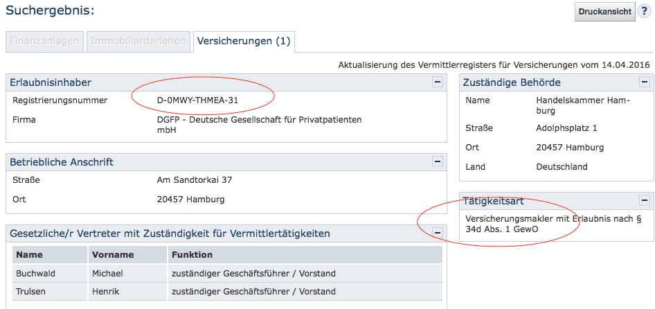 DGfP Registerauszug