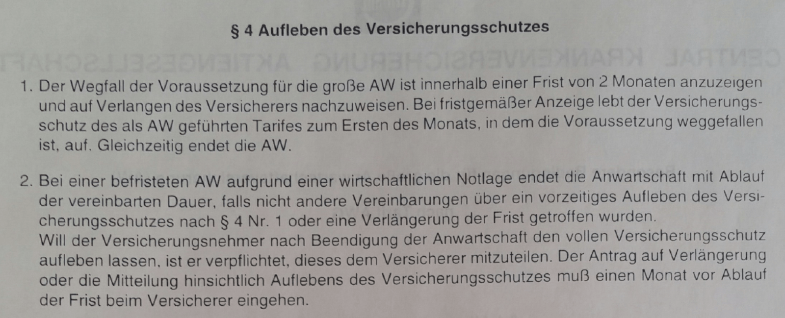 Central Anwartschaft Auszug Bedingungen Aktivierung