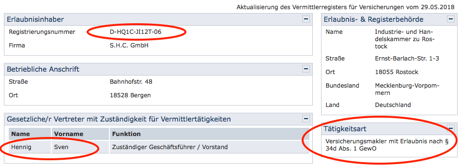 SHC GMBH online-pkv.de Registereintrag, Focus Top Versicherungsmakler