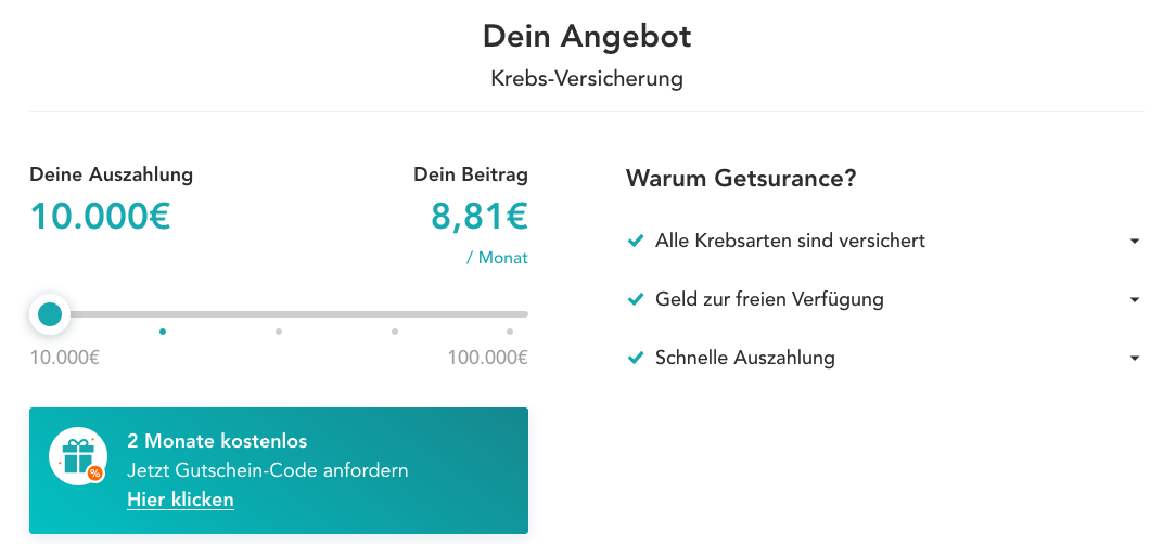 Getsurance Krebsschutzbrief Angebot