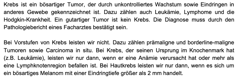 Getsurance Krebsschutzbrief Definition Krebs