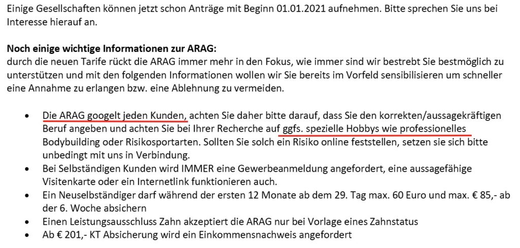 ARAG Newsletter Arag Krankenversicherung Spionage