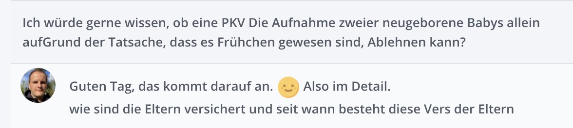 Früchten ablehnen durch PKV