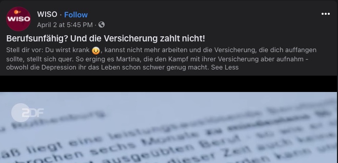 ZDF Wiso und Berufsunfähigkeit