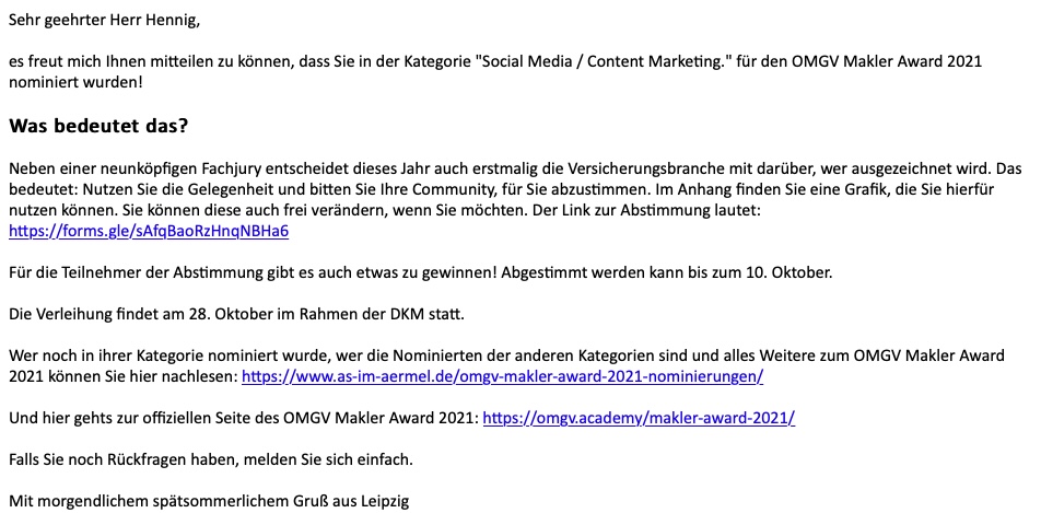 Online Marketing Award 2021