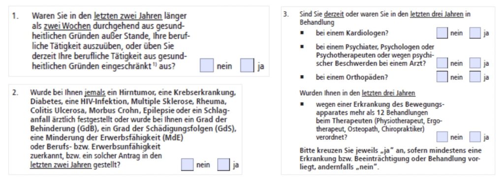 Berufsunfähigkeit 2022 vereinfachte Gesundheitsfragen HDI