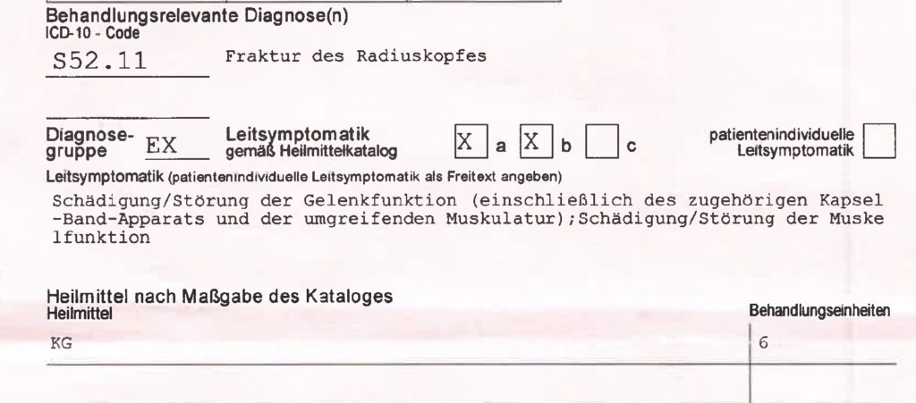 Heilmittel, Verordnung von Krankengymnastik