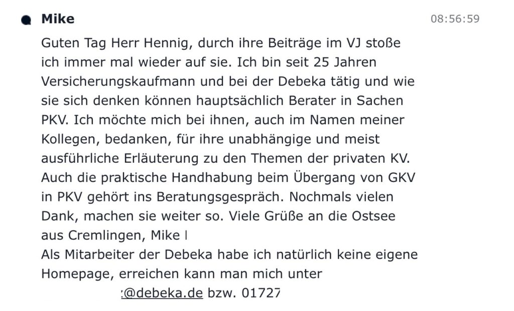 Danke Debeka Mitarbeiter Lob an Sven Hennig 