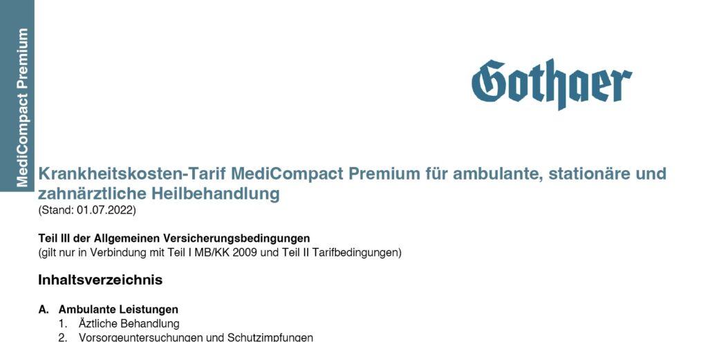 Gothaer MediCompact Premium und Plus - Tarifeinführung