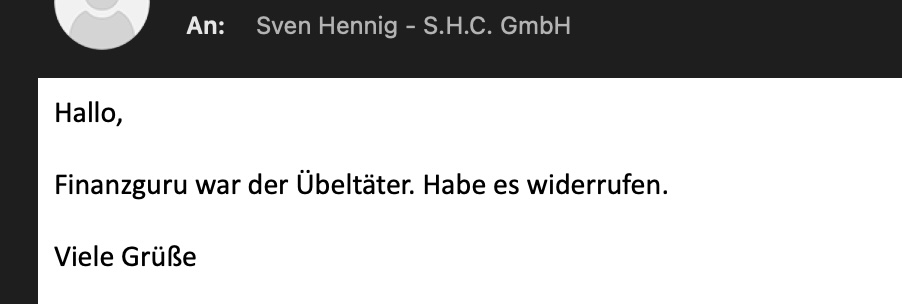 finanzguru ungewollt Makler verloren und Betreuung weg