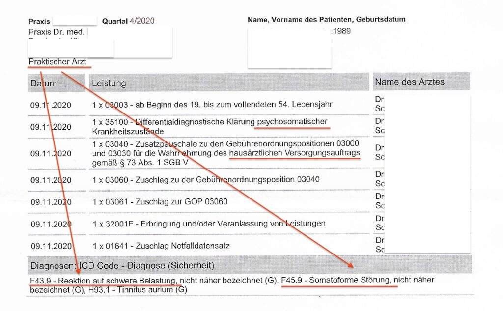 ARAG Krankenversicherung Gesundheitsfragen, Vorsicht bei Angabe von F Diagnosen