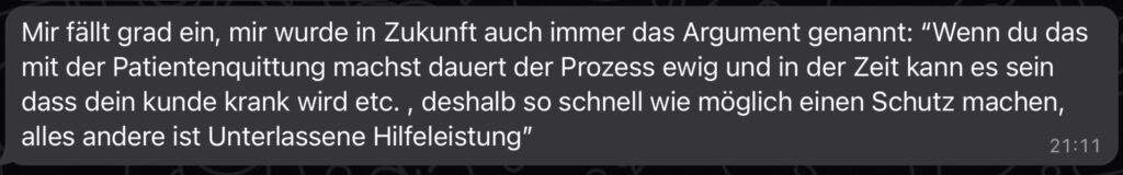 clark aussage an Mitarbeiter zur Einholung der Patientenquittung 