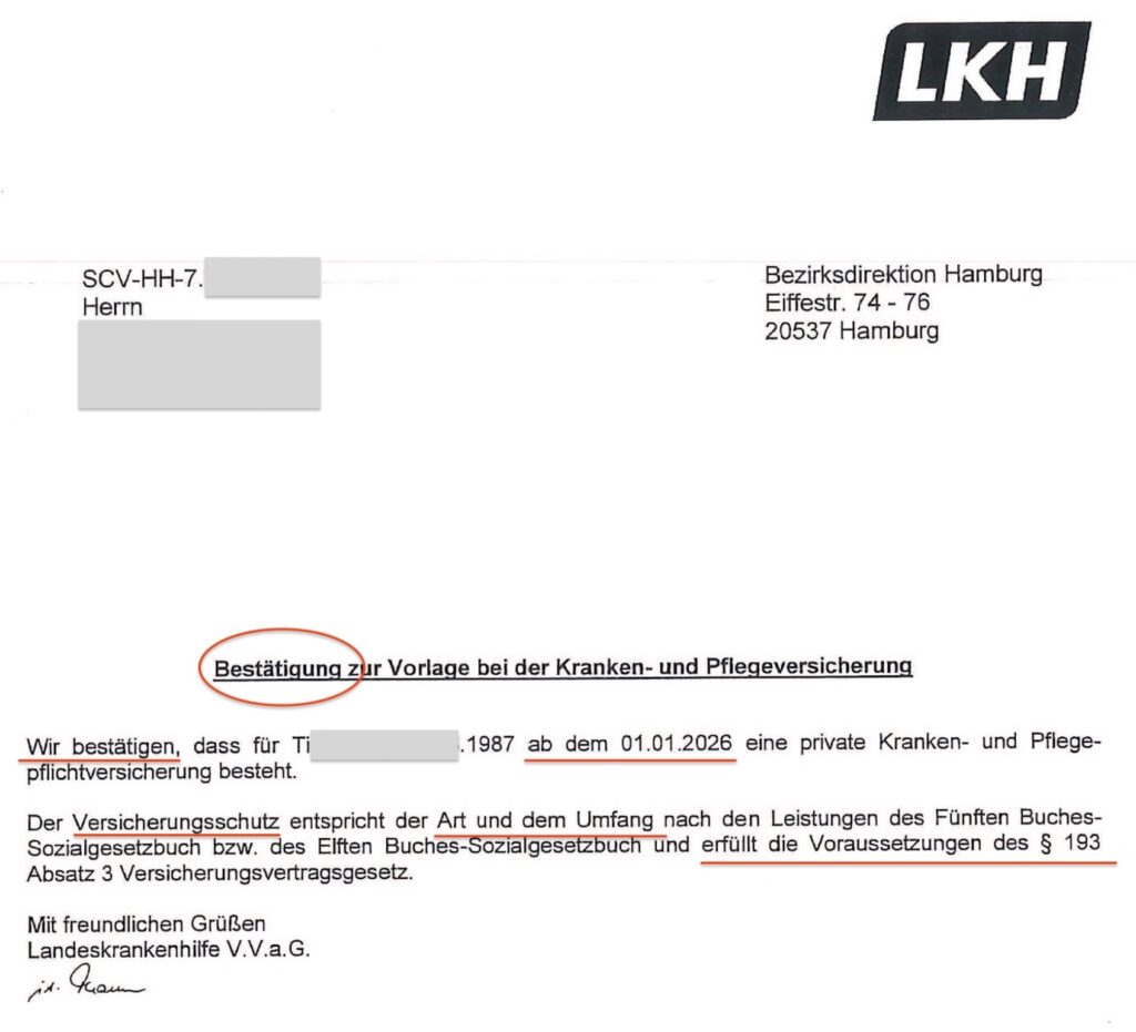 Versicherungskammer Bayern Erfahrungen Bayrische Beamtenkrankenkasse Folgeversicherungsnachweis Kündigung