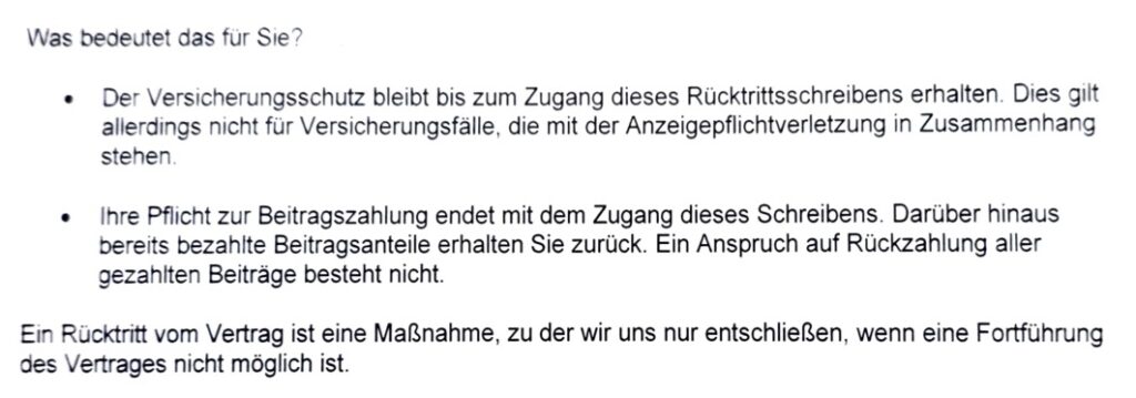 Folgen des Rückreitt der ARAG PKV